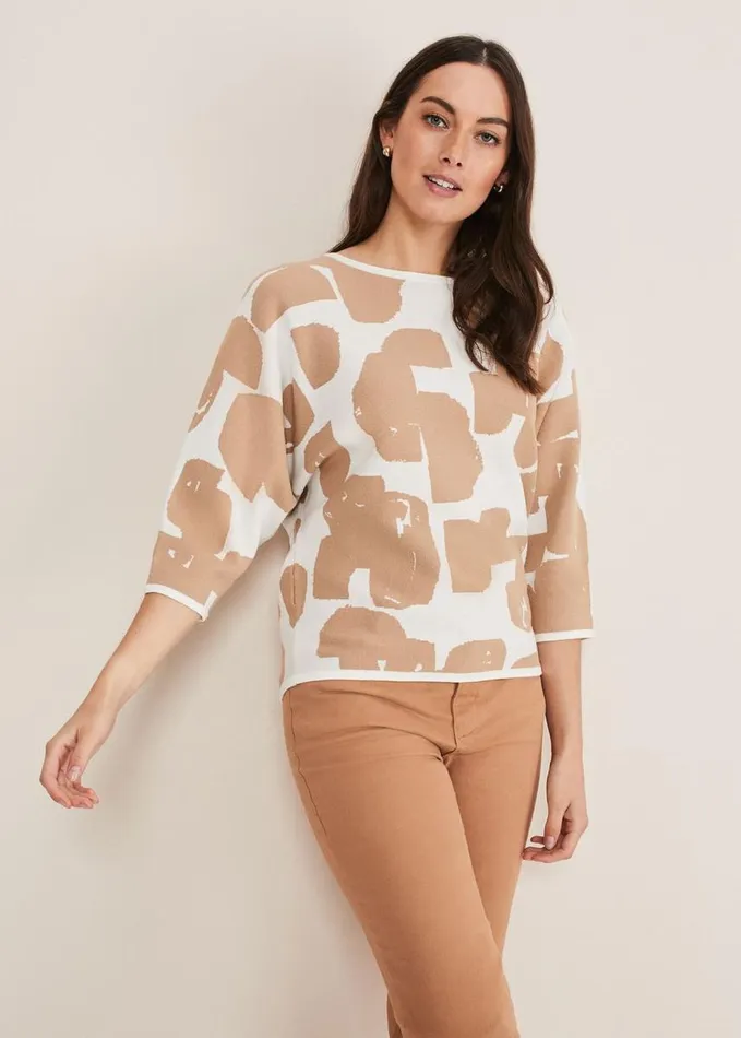 Phase Eight Nixie Contour Spot Jumper Brown Women Knitwear