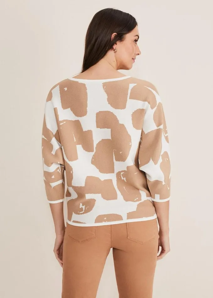 Phase Eight Nixie Contour Spot Jumper Brown Women Knitwear