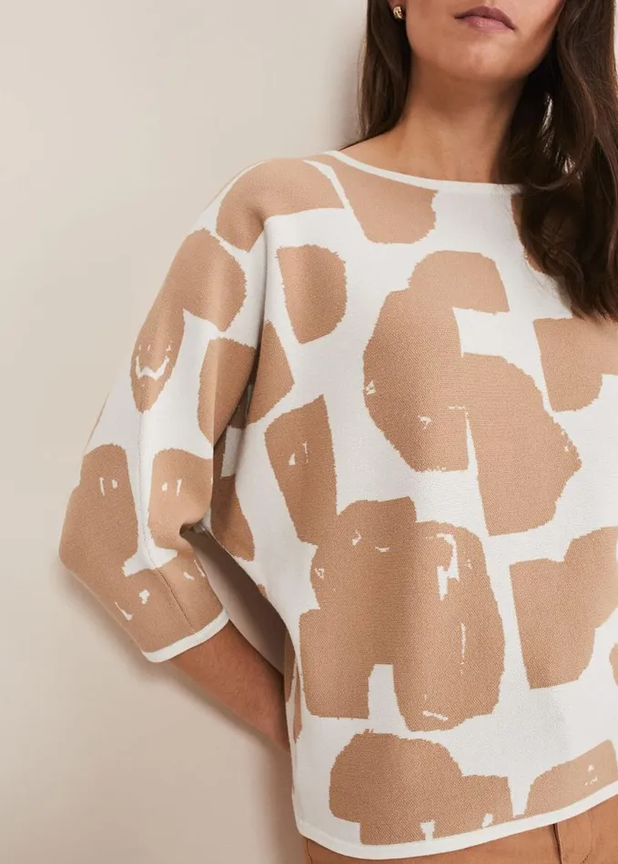 Phase Eight Nixie Contour Spot Jumper Brown Women Knitwear