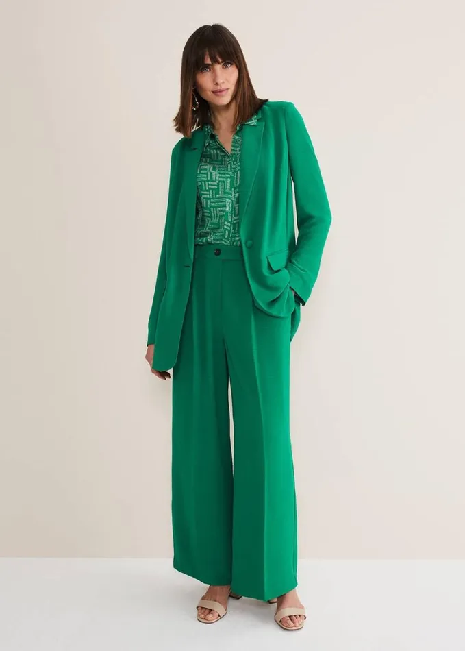 Phase Eight Opal Wide Leg Trousers Green Women Trousers
