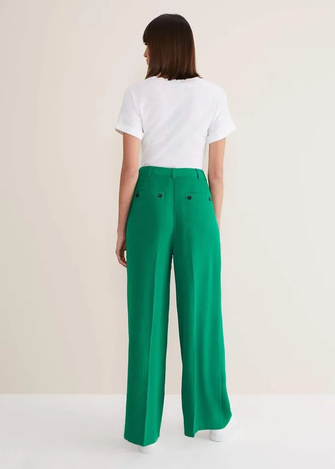 Phase Eight Opal Wide Leg Trousers Green Women Trousers