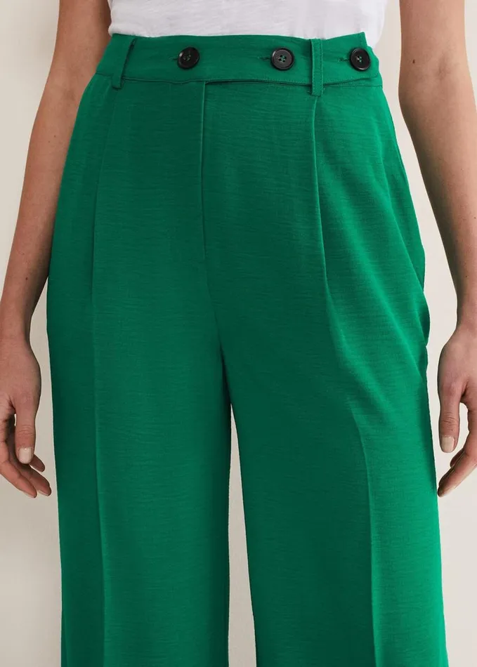 Phase Eight Opal Wide Leg Trousers Green Women Trousers
