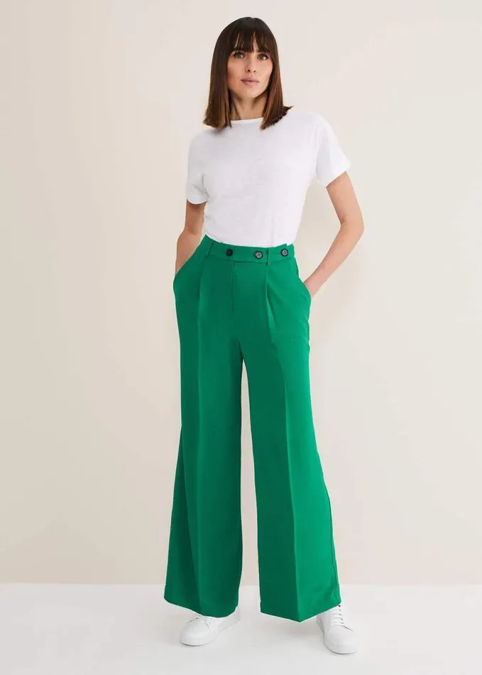 Phase Eight Opal Wide Leg Trousers Green Women Trousers