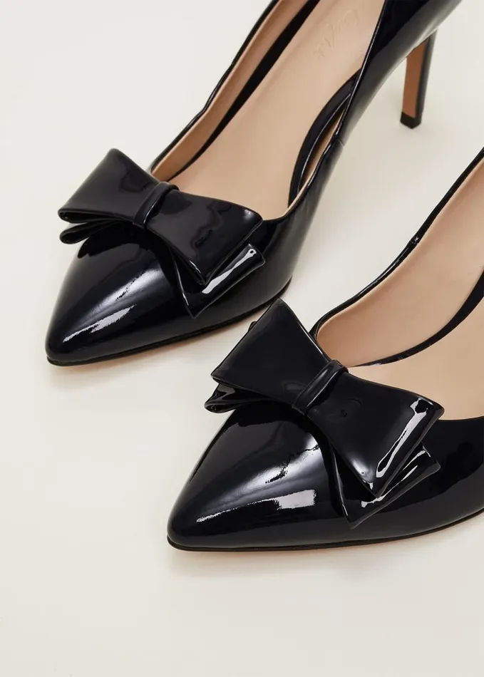 Phase Eight Patent Bow Court Shoe Navy Women Occasion Shoes