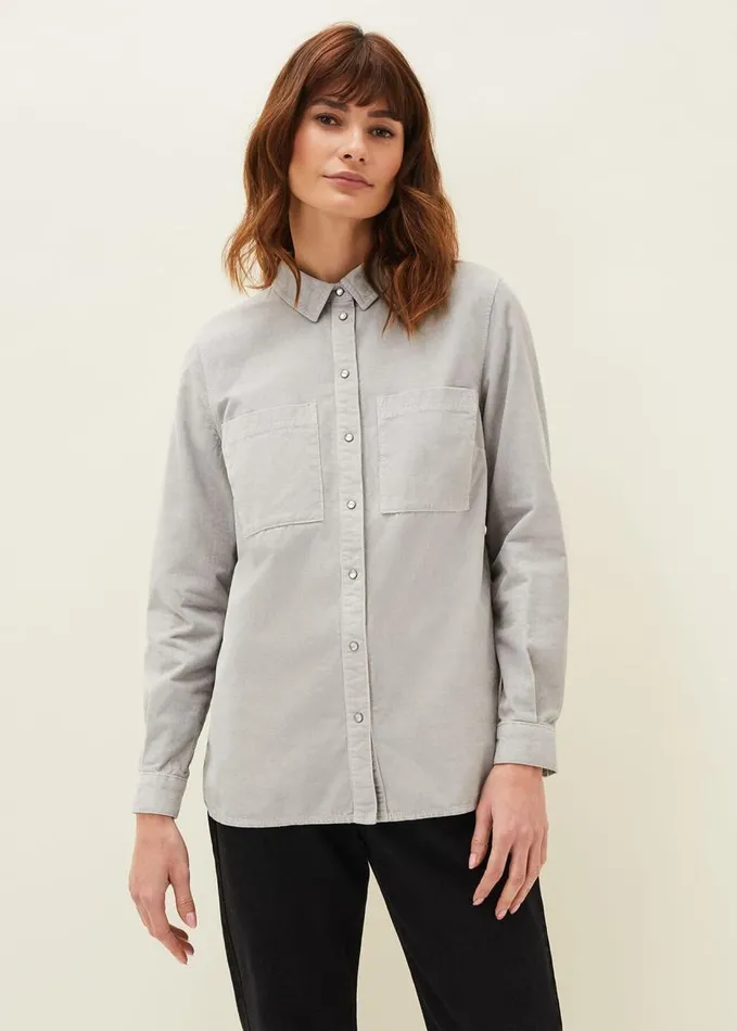 Phase Eight Peggie Corduroy Oversized Shirt Mint Women Shirts and Blouses