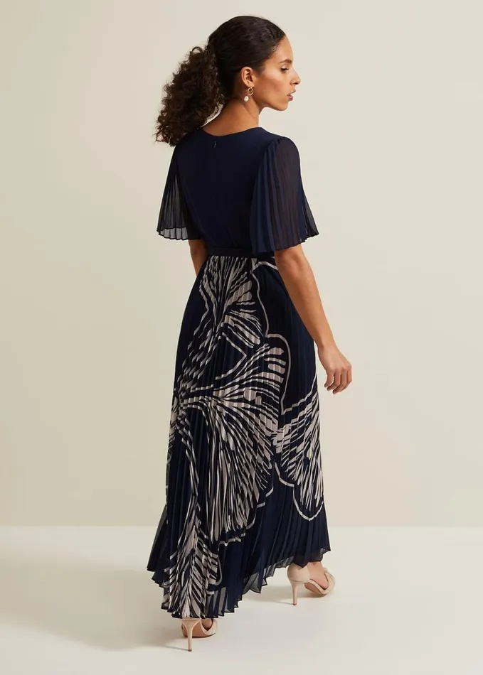 Phase Eight Petite Abigail Printed Pleat Midaxi Dress Multicoloured Women Dresses