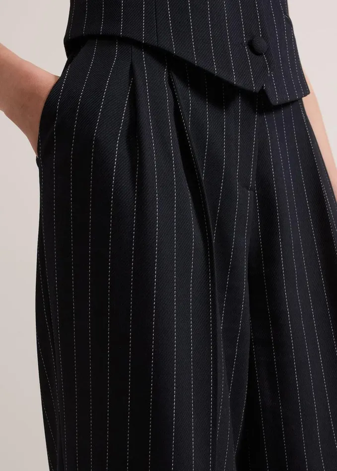 Phase Eight Pia Pinstripe Wide Leg Trousers Navy Women Trousers