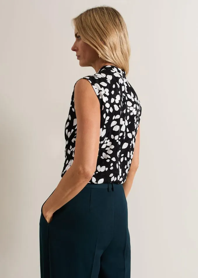 Phase Eight Polly Printed Twist Neck Top Blackivory Women Shirts and Blouses