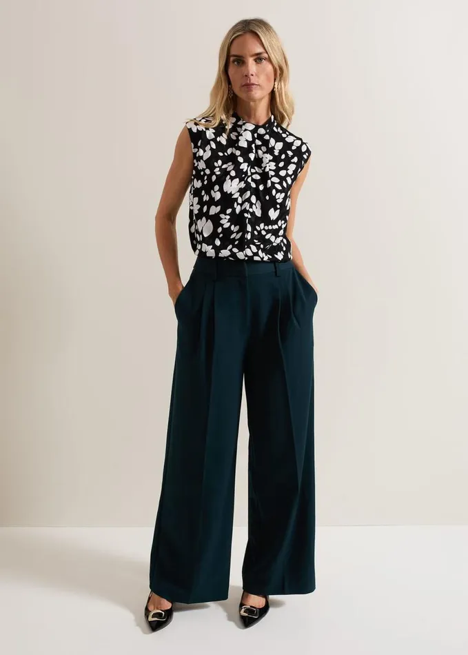 Phase Eight Polly Printed Twist Neck Top Blackivory Women Shirts and Blouses
