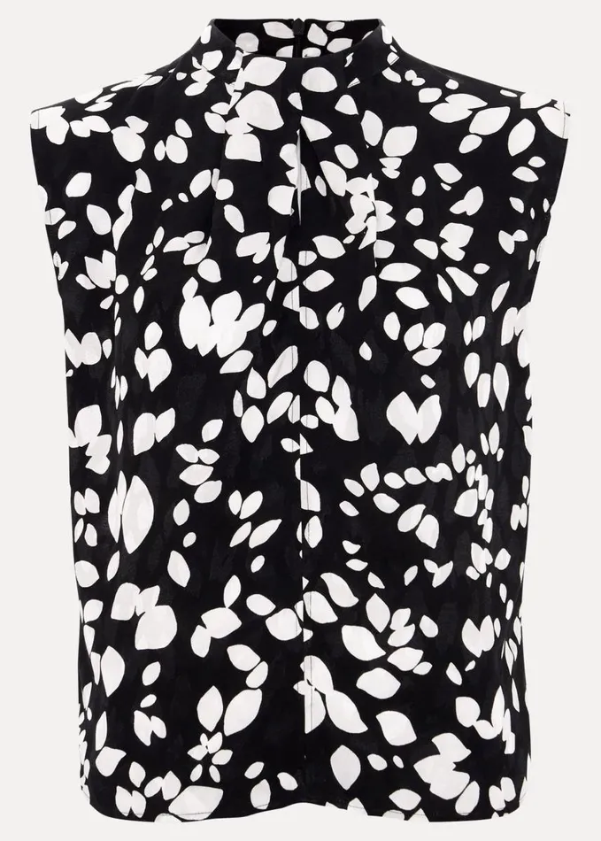 Phase Eight Polly Printed Twist Neck Top Blackivory Women Shirts and Blouses