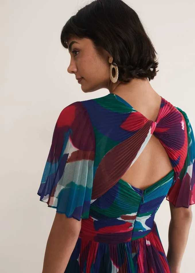 Phase Eight Priscilla Abstract Floral Pleated Maxi Dress Multicoloured Women Dresses
