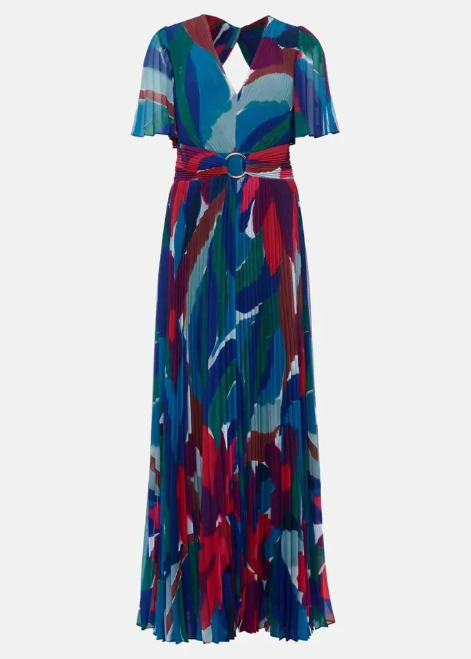 Phase Eight Priscilla Abstract Floral Pleated Maxi Dress Multicoloured Women Dresses