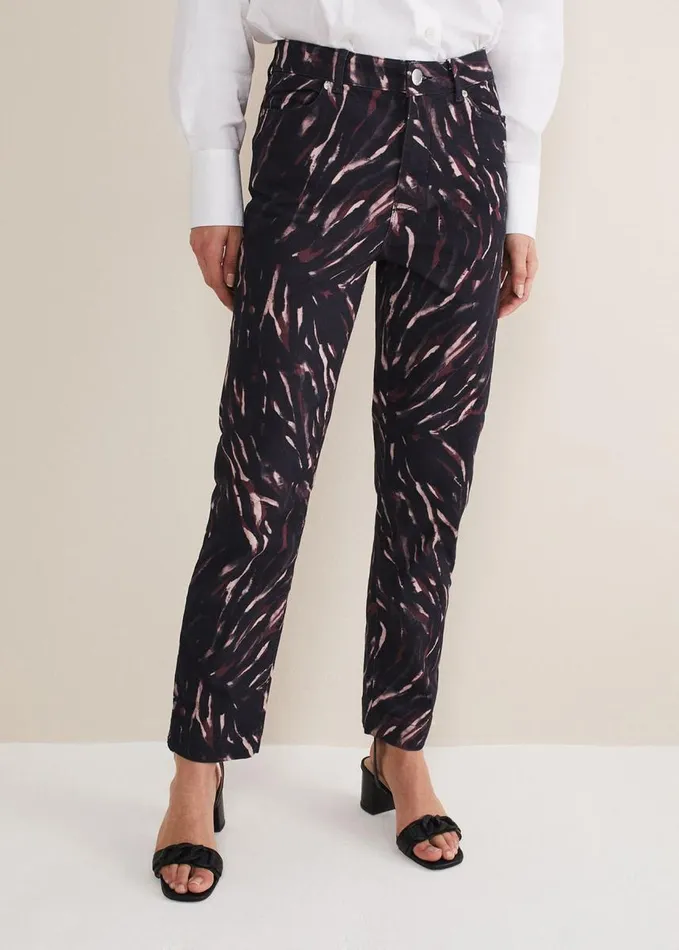 Phase Eight Ramona Zebra Print Straight Leg Jeans Blackmulti Women Trousers
