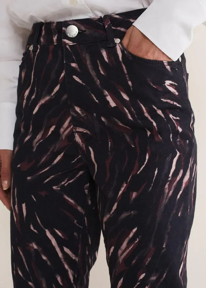 Phase Eight Ramona Zebra Print Straight Leg Jeans Blackmulti Women Trousers