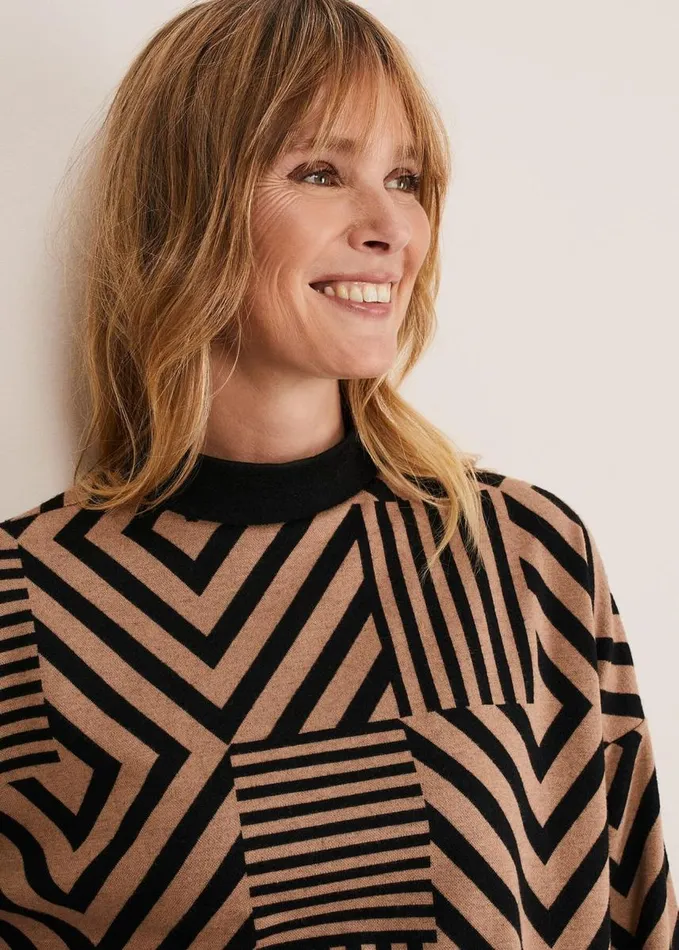 Phase Eight Renatta Patched Geo Jacquard Top Camelblack Women Tops and TShirts