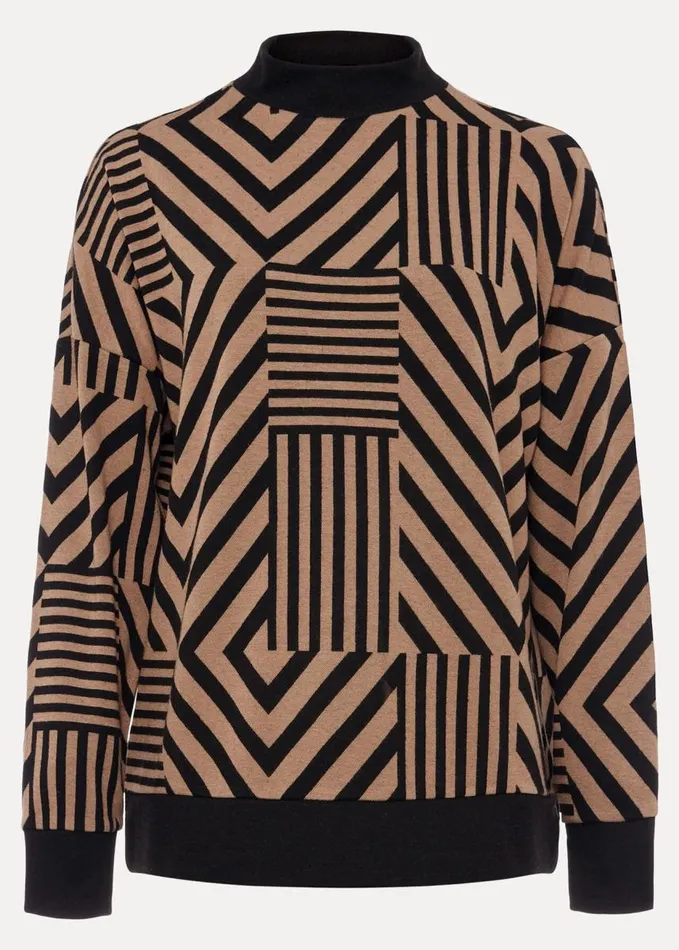 Phase Eight Renatta Patched Geo Jacquard Top Camelblack Women Tops and TShirts