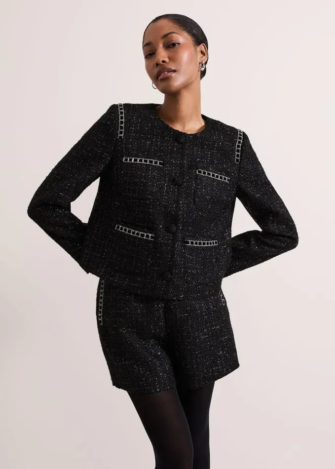 Phase Eight Ripley Lurex Jacket Black Women Jackets