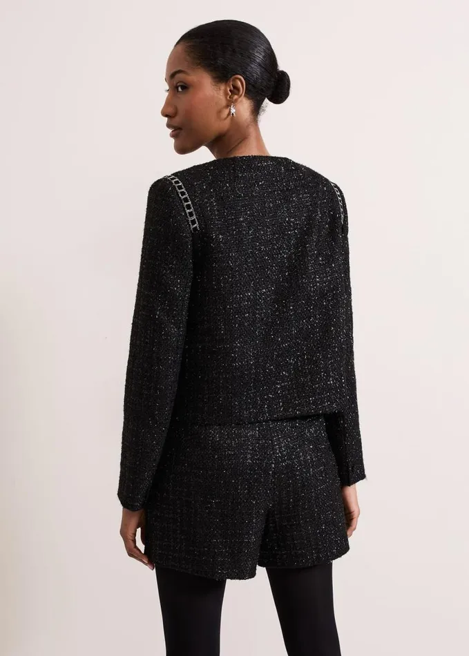 Phase Eight Ripley Lurex Jacket Black Women Jackets