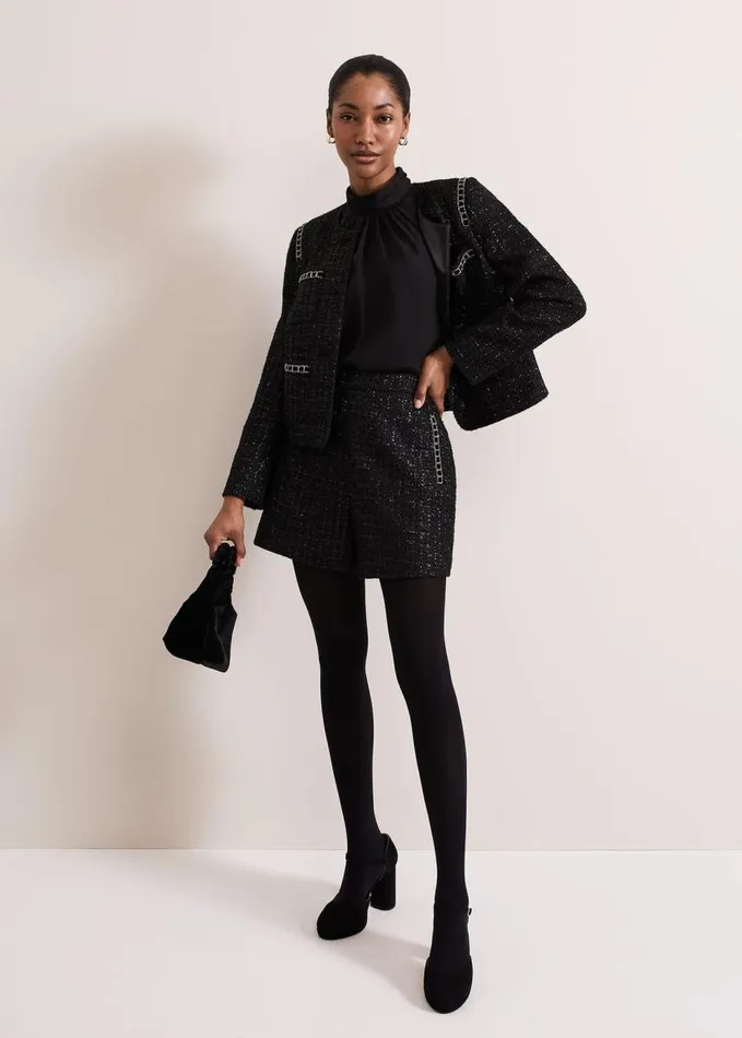 Phase Eight Ripley Lurex Jacket Black Women Jackets