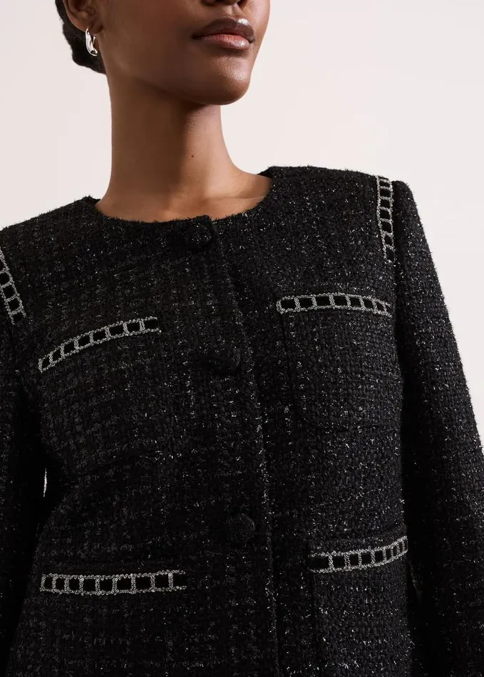 Phase Eight Ripley Lurex Jacket Black Women Jackets