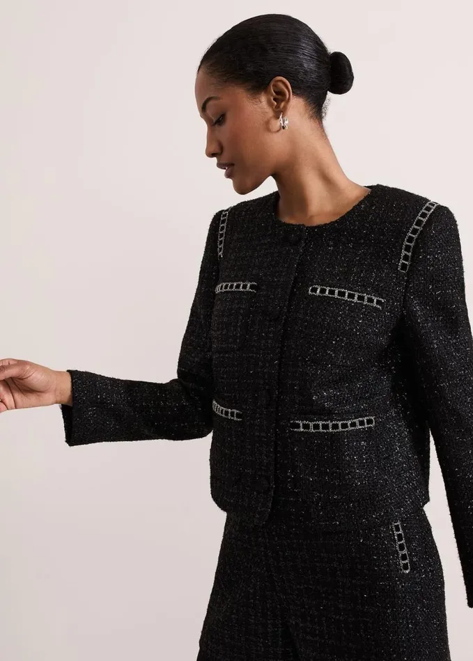 Phase Eight Ripley Lurex Jacket Black Women Jackets