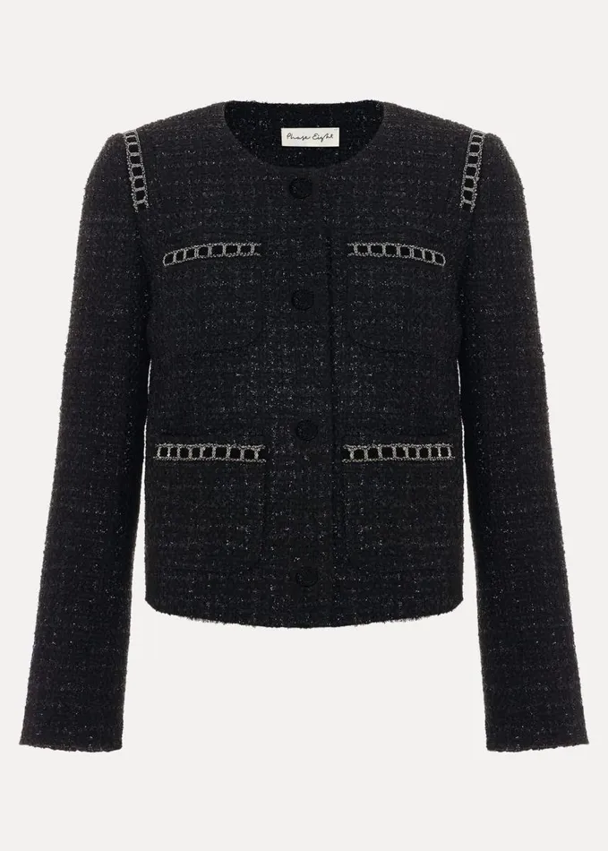 Phase Eight Ripley Lurex Jacket Black Women Jackets