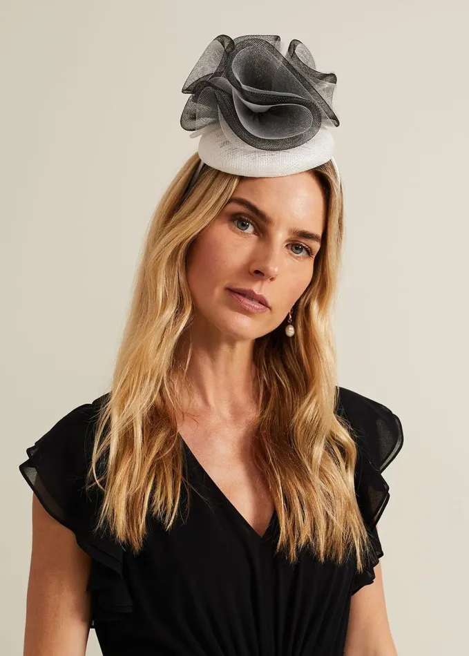 Phase Eight Ruffle Pillbox Fascinator Blackivory Women Fascinators and Hats