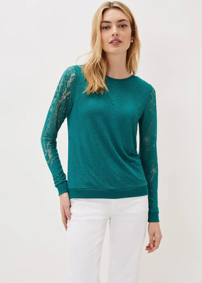 Phase Eight Sakuro Burnout Top Teal Women Tops and TShirts