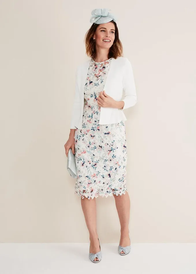 Phase Eight Salma Flare Hem Knitted Jacket Ivory Women Knitwear