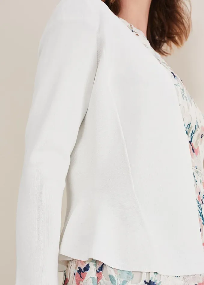 Phase Eight Salma Flare Hem Knitted Jacket Ivory Women Knitwear