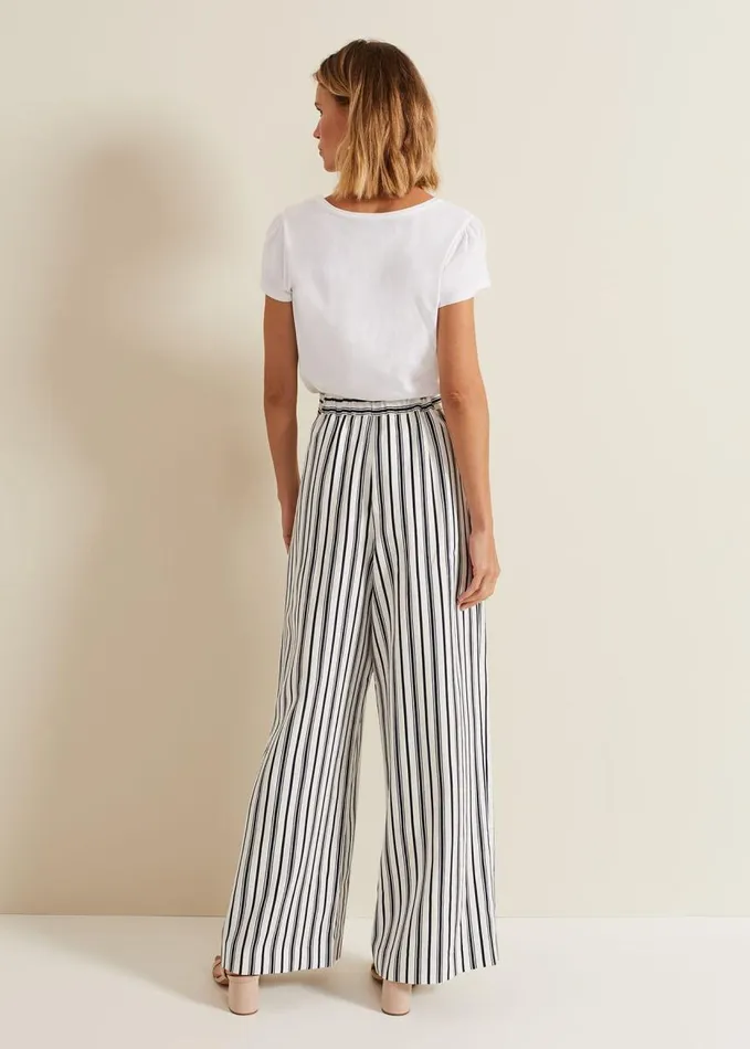 Phase Eight Selene Striped Wide Leg Suit Trousers Navyivory Women Trousers