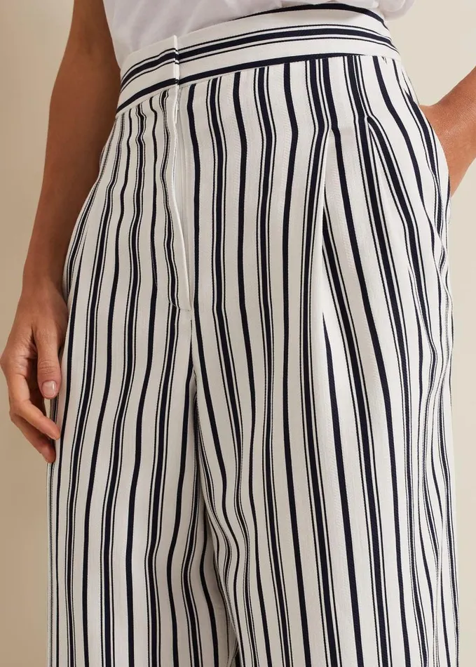 Phase Eight Selene Striped Wide Leg Suit Trousers Navyivory Women Trousers