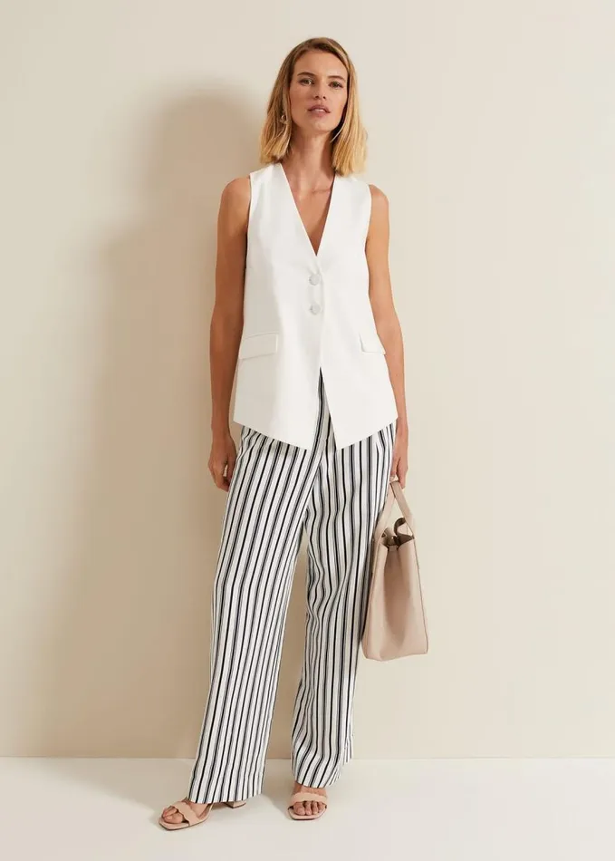 Phase Eight Selene Striped Wide Leg Suit Trousers Navyivory Women Trousers