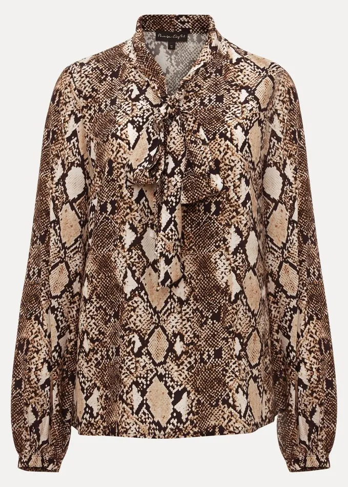 Phase Eight Semira Snake Tie Blouse Neutral Women Shirts and Blouses