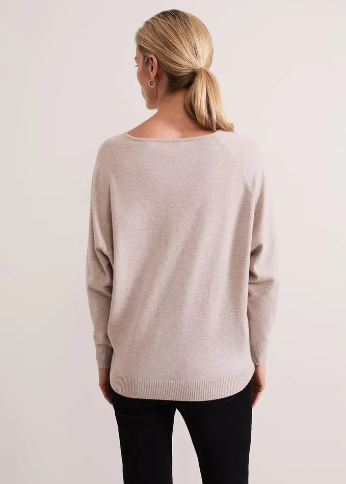 Phase Eight Senita Fine Knit VNeck Jumper Oatmeal Women Knitwear