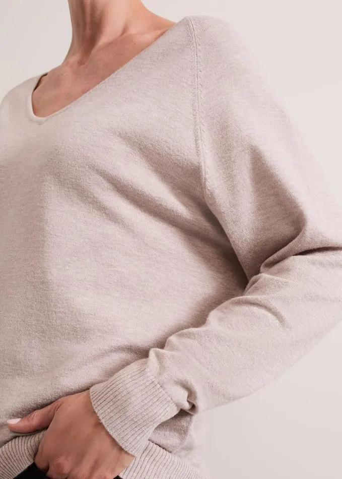 Phase Eight Senita Fine Knit VNeck Jumper Oatmeal Women Knitwear