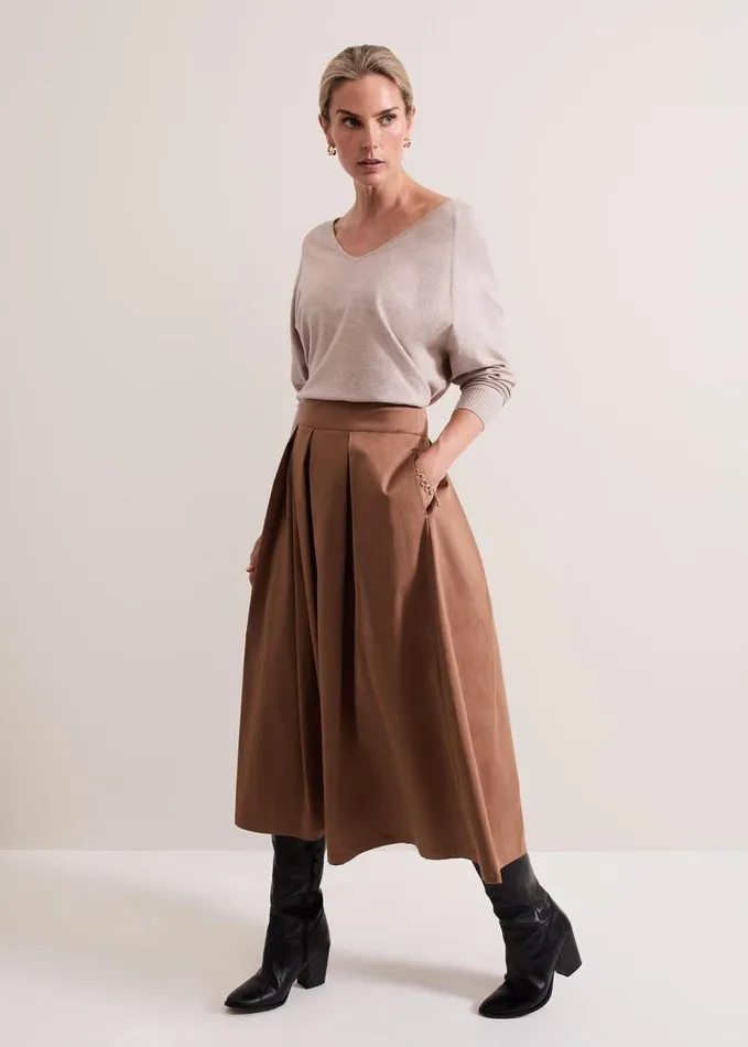 Phase Eight Senita Fine Knit VNeck Jumper Oatmeal Women Knitwear
