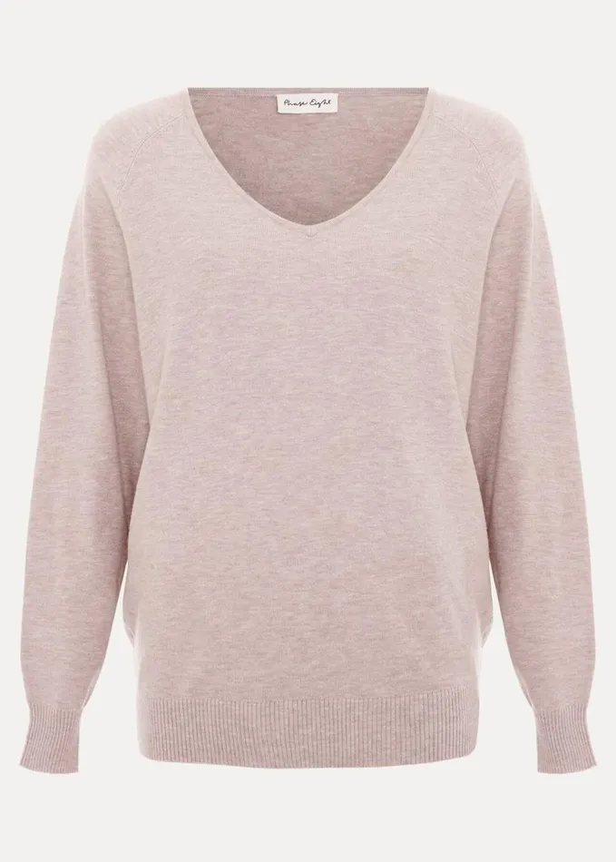 Phase Eight Senita Fine Knit VNeck Jumper Oatmeal Women Knitwear