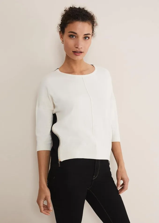 Phase Eight Skylar Colourblock Knit Blackivory Women Knitwear