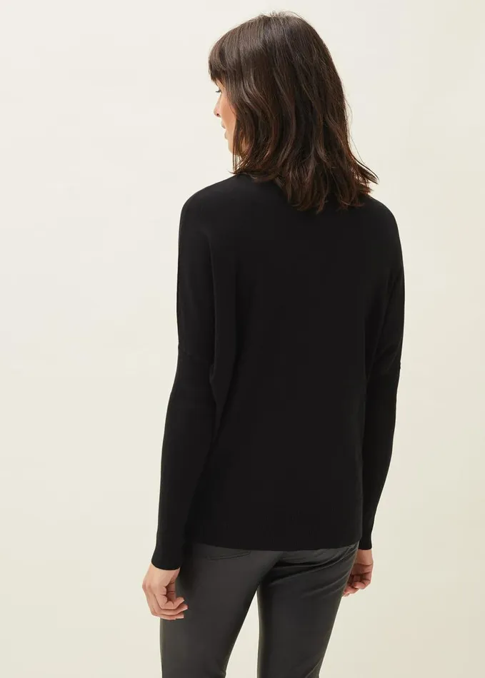 Phase Eight Skylar Roll Neck Zip Hem Jumper Black Women Knitwear