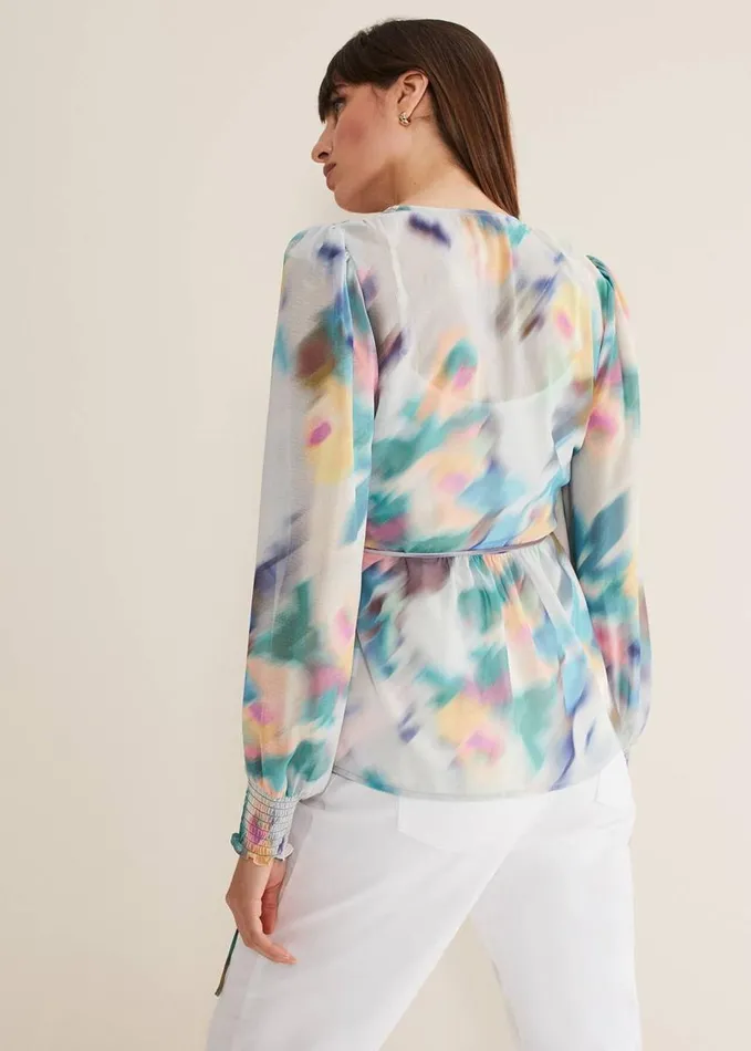 Phase Eight Sonya Printed Wrap Blouse Multicoloured Women Shirts and Blouses