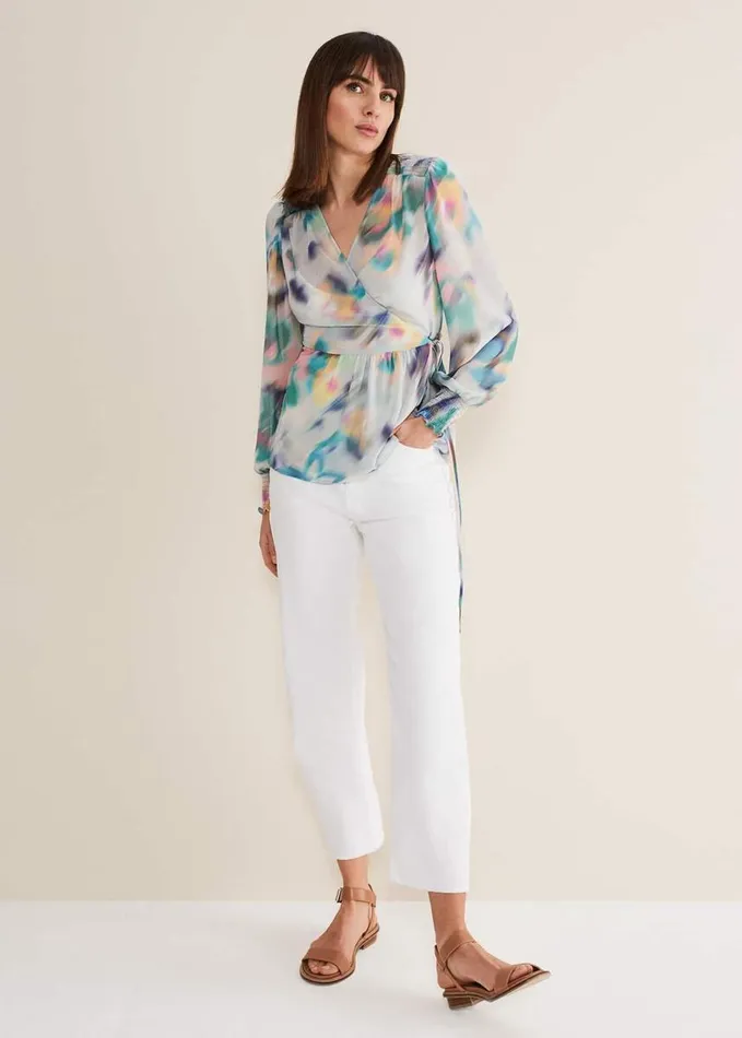Phase Eight Sonya Printed Wrap Blouse Multicoloured Women Shirts and Blouses