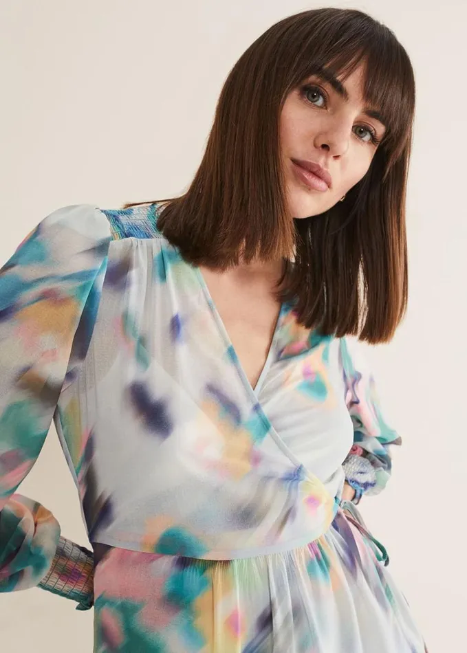 Phase Eight Sonya Printed Wrap Blouse Multicoloured Women Shirts and Blouses
