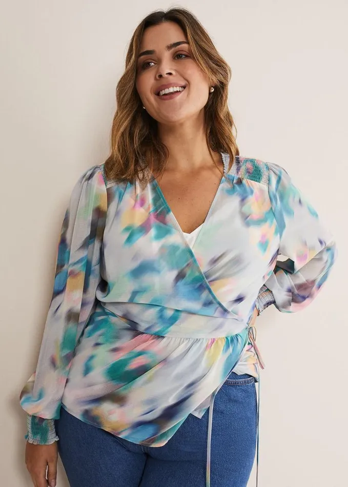 Phase Eight Sonya Printed Wrap Blouse Multicoloured Women Shirts and Blouses