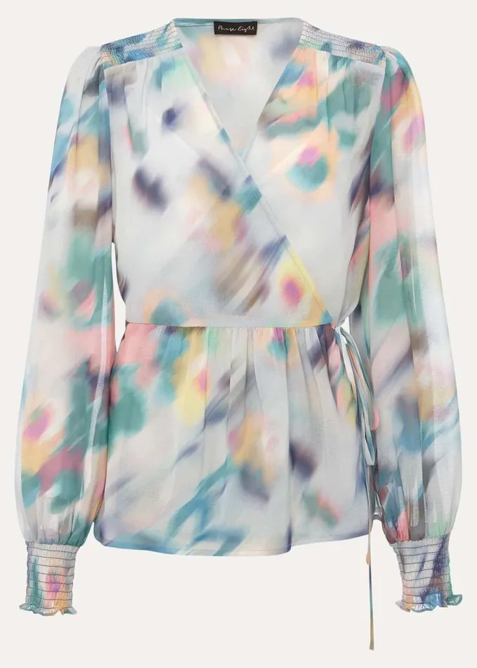 Phase Eight Sonya Printed Wrap Blouse Multicoloured Women Shirts and Blouses