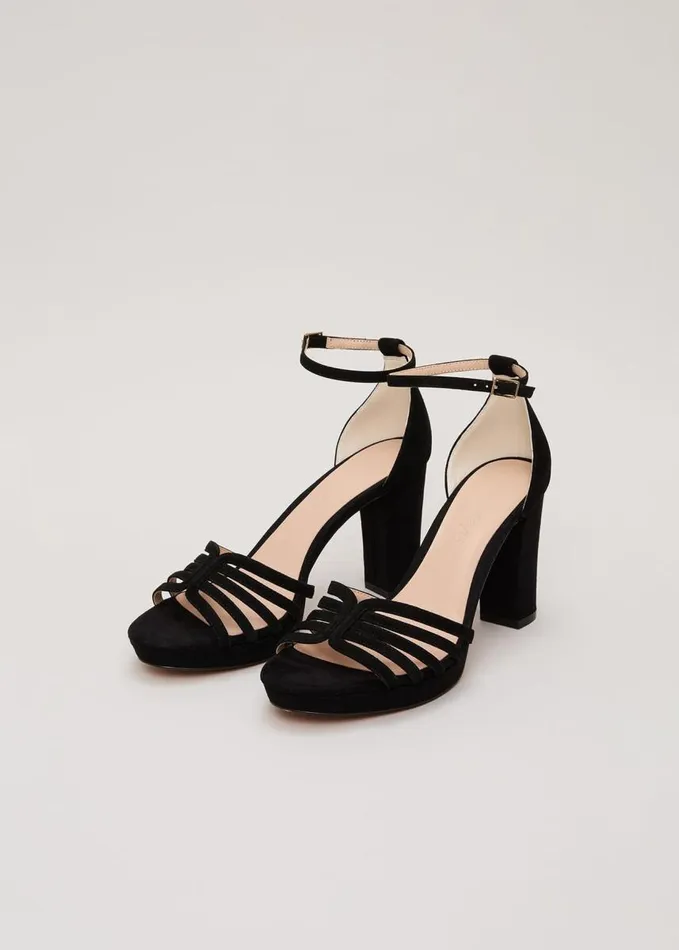 Phase Eight Suede Strappy Platform Shoe Black Women Occasion Shoes