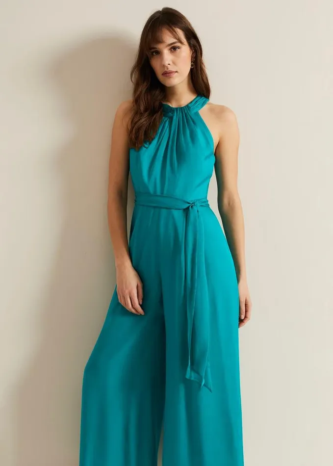 Phase Eight Susanna Silk Jumpsuit Green Women Dresses