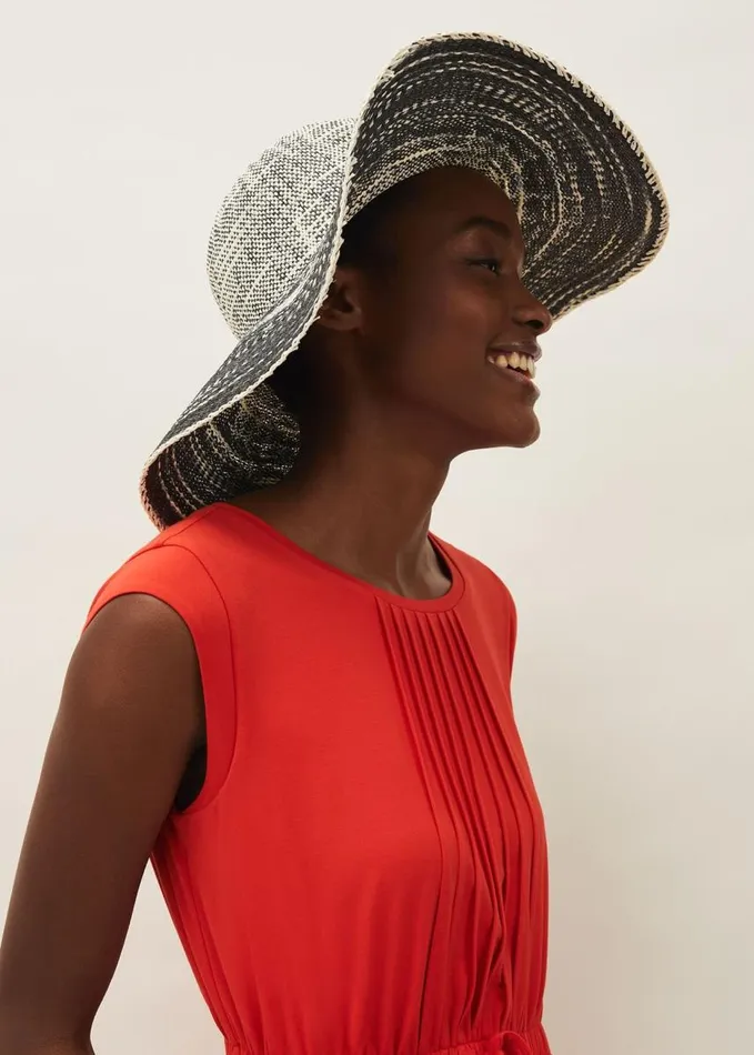 Phase Eight Tali Black And White Straw Hat Multicoloured Women Fascinators and Hats