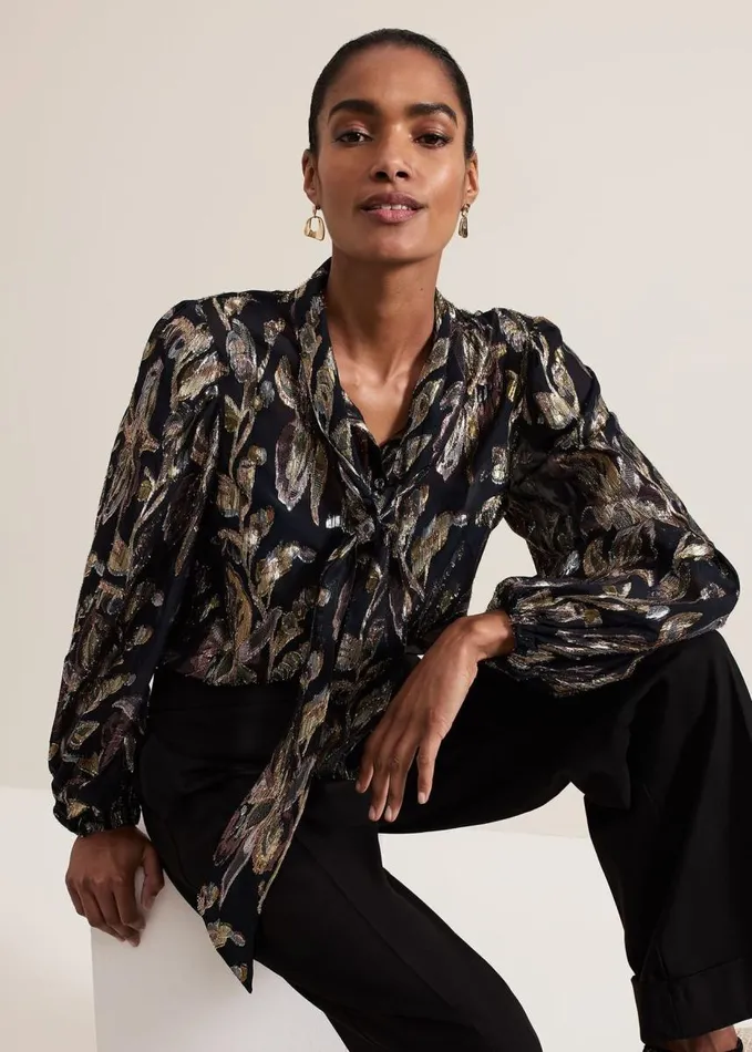 Phase Eight Tessa Floral Filcoupe Blouse Blackmulti Women Shirts and Blouses