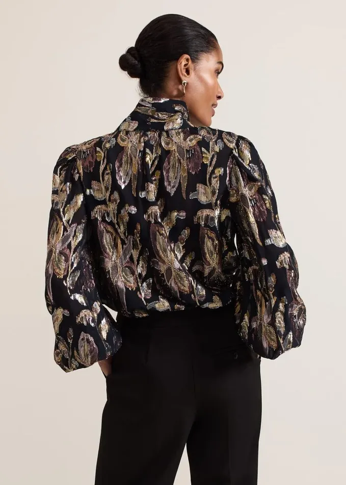 Phase Eight Tessa Floral Filcoupe Blouse Blackmulti Women Shirts and Blouses